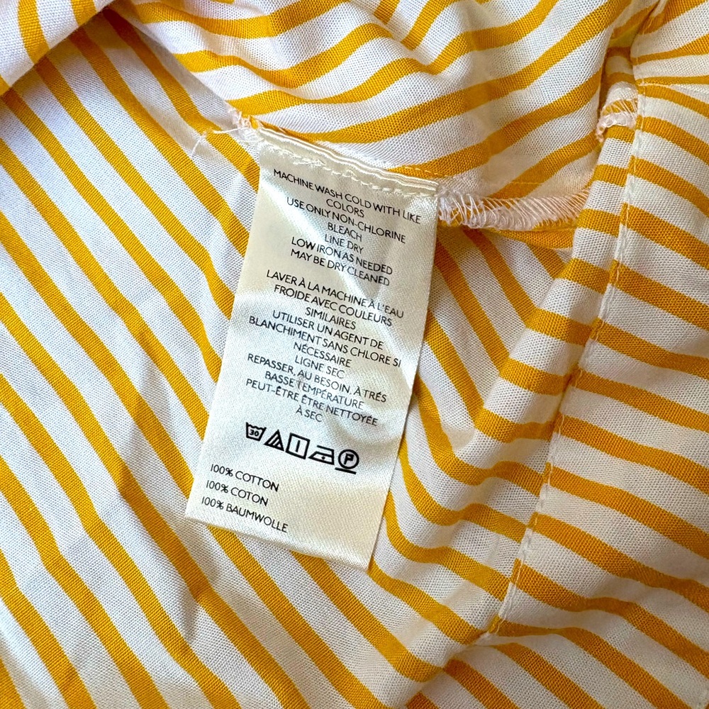 Anthropologie Oversized yellow stripe blouse w/ puff sleeves, sz XS (can fit S) - Picture 5 of 6